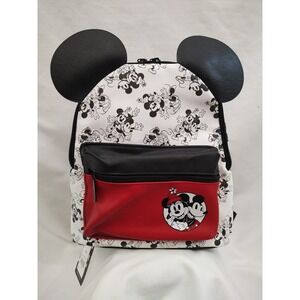NWT Disney Bioworld Mini Backpack Mickey & Minnie Retro Style Print w Ears